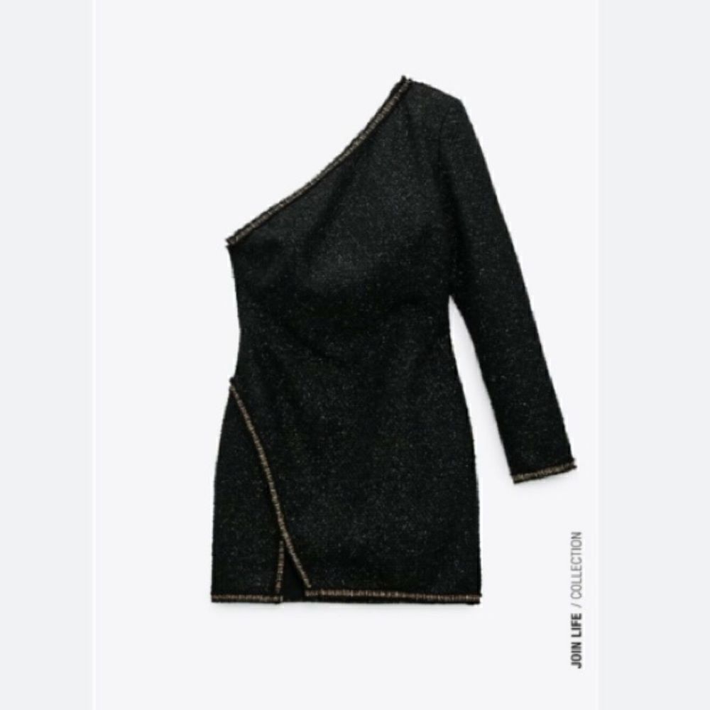 NWT! Zara black one shoulder dress. Size small